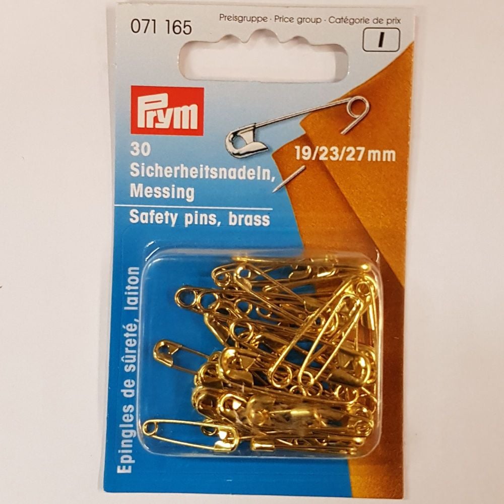prym 071-165 Safety pins brass 19/23/27mm x 30