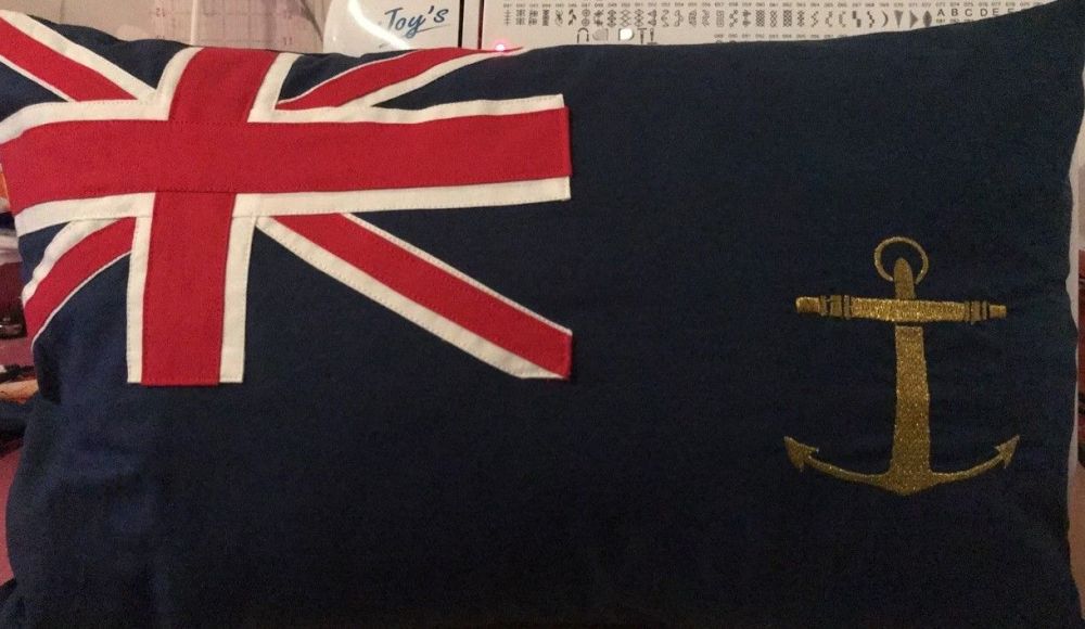 Flag cushion Blue Ensign of The Royal Fleet Auxiliary 19" x 12" approx made to order