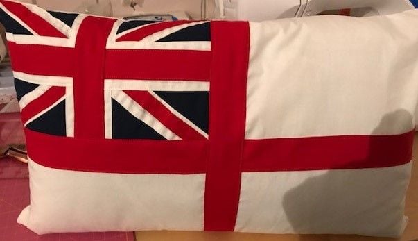 Flag cushion White Ensign (Royal Navy) 19" x 12" approx made to order