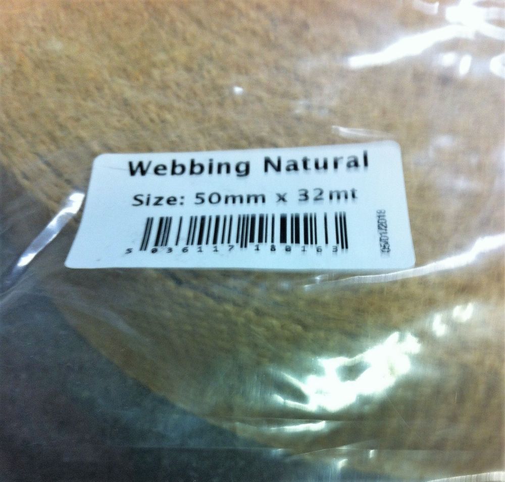 hessian natural webbing for rag rugging 50mm (2") by the meter