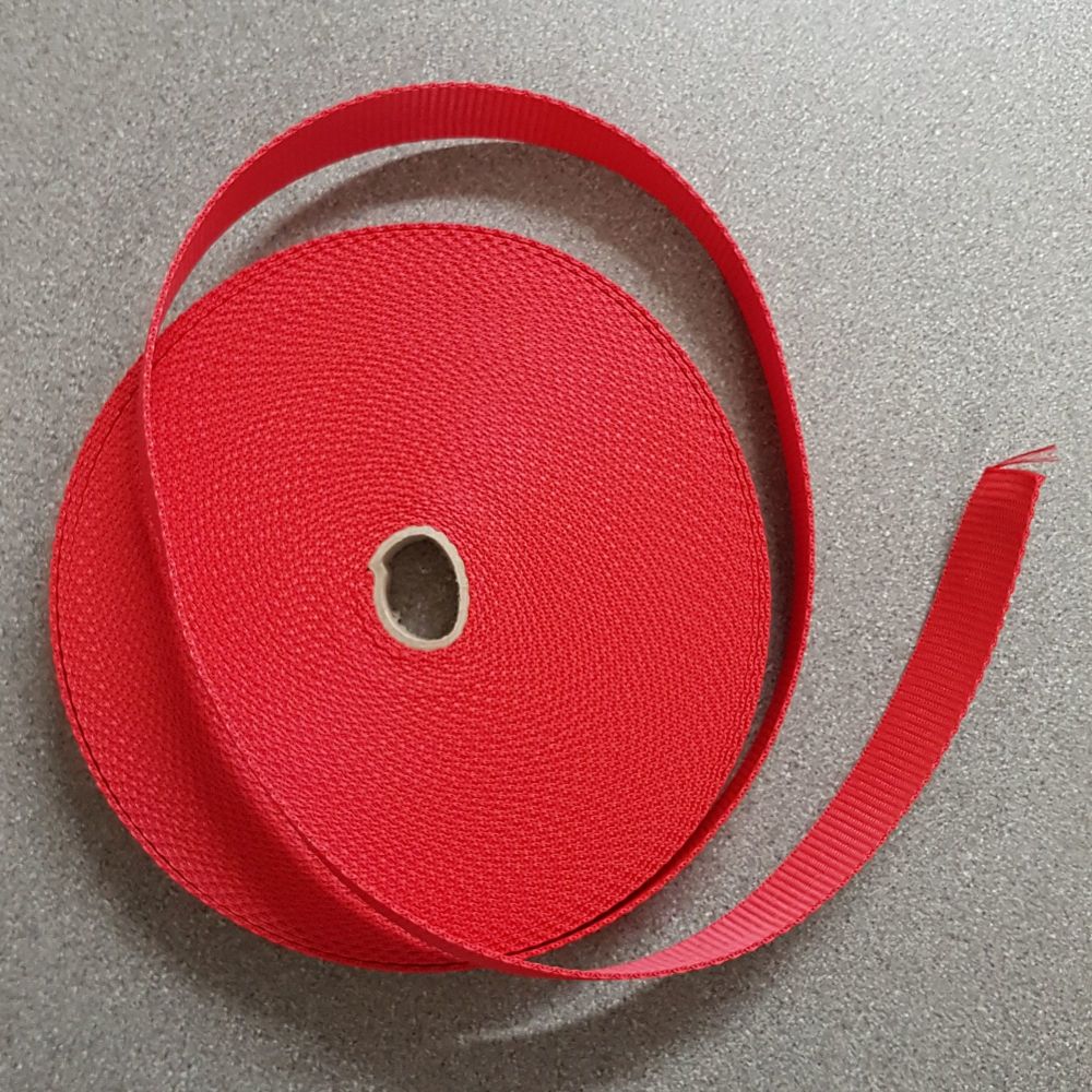 Bag handle webbing red 25mm 1" per 3mtr