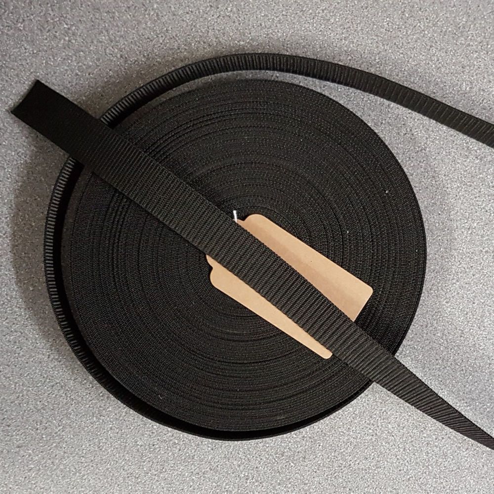 Bag handle webbing black 25mm 1" per 3mtr