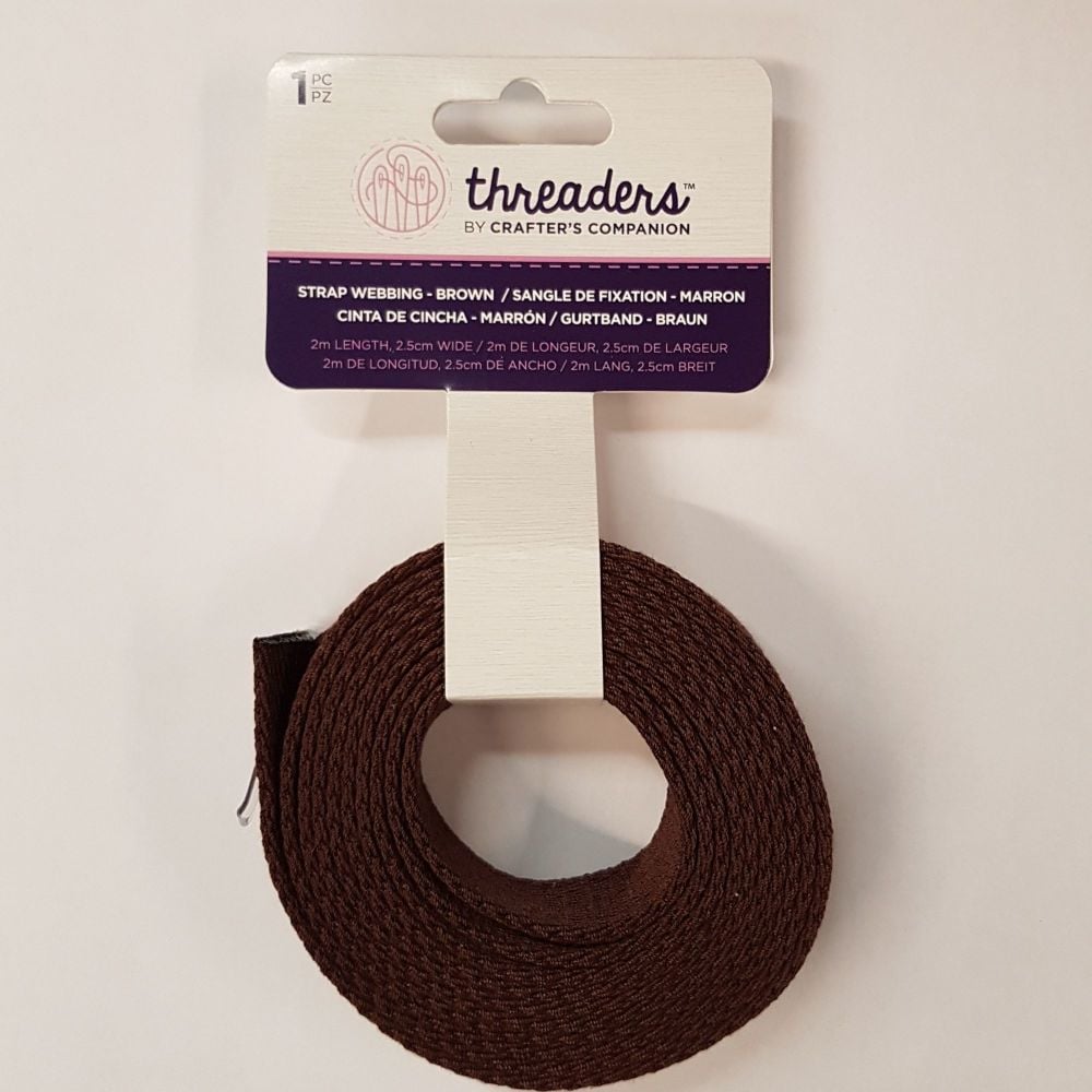 Threaders strap webbing brown 25mm 1" per 2mtr