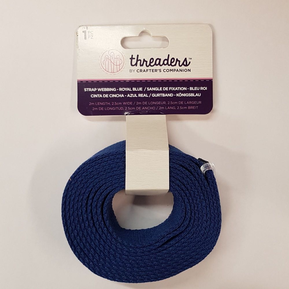 Threaders strap webbing blue 25mm 1" per 2mtr