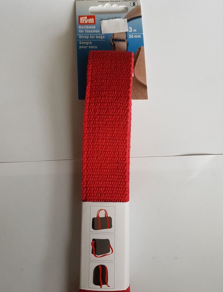 Prym 965-186 strap for bags red 30mm per 3mtr