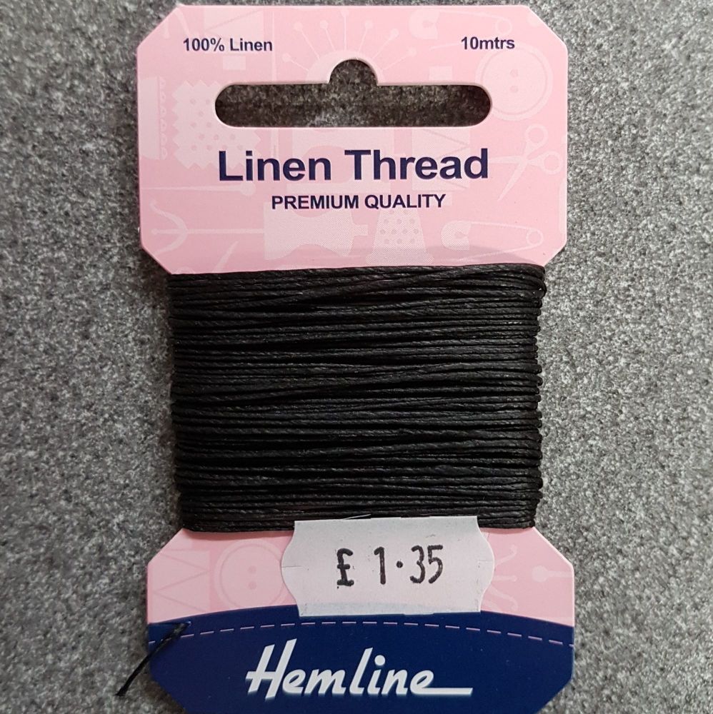 100% Linen thread 10mtr  Hemline premium quality black