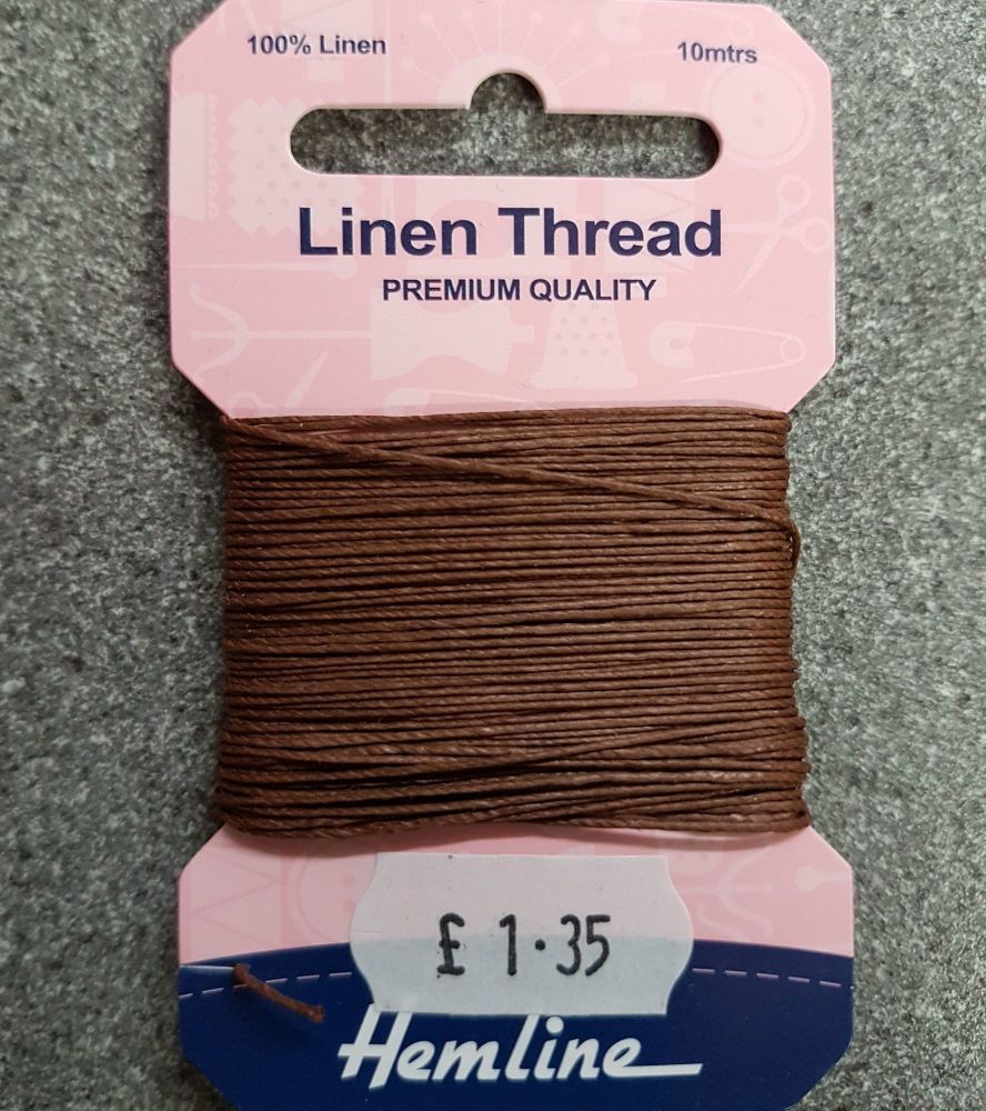 100% Linen thread 10mtr  Hemline premium quality brown
