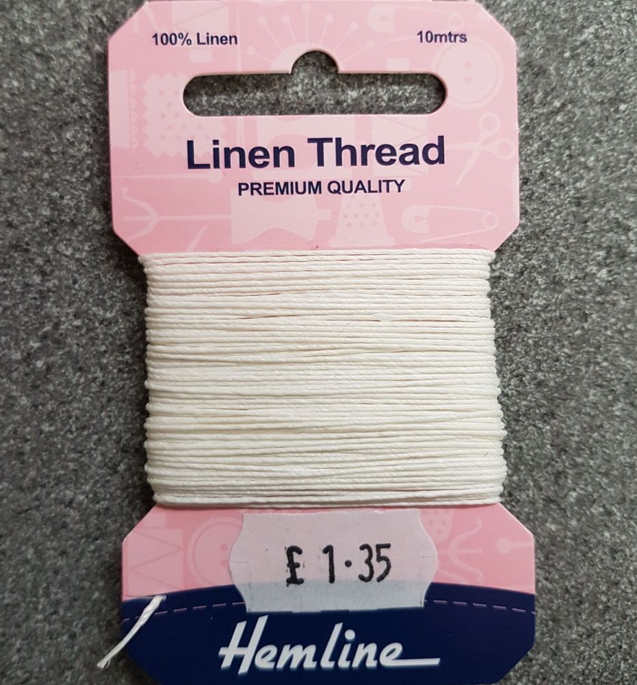 100% Linen thread 10mtr  Hemline premium quality white