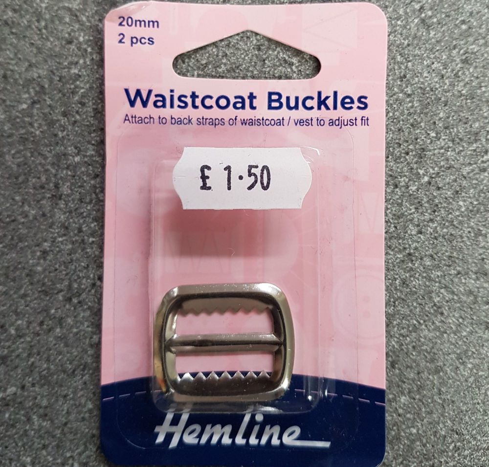 Hemline Waistcoat buckles 20mm x 2 pieces nickel