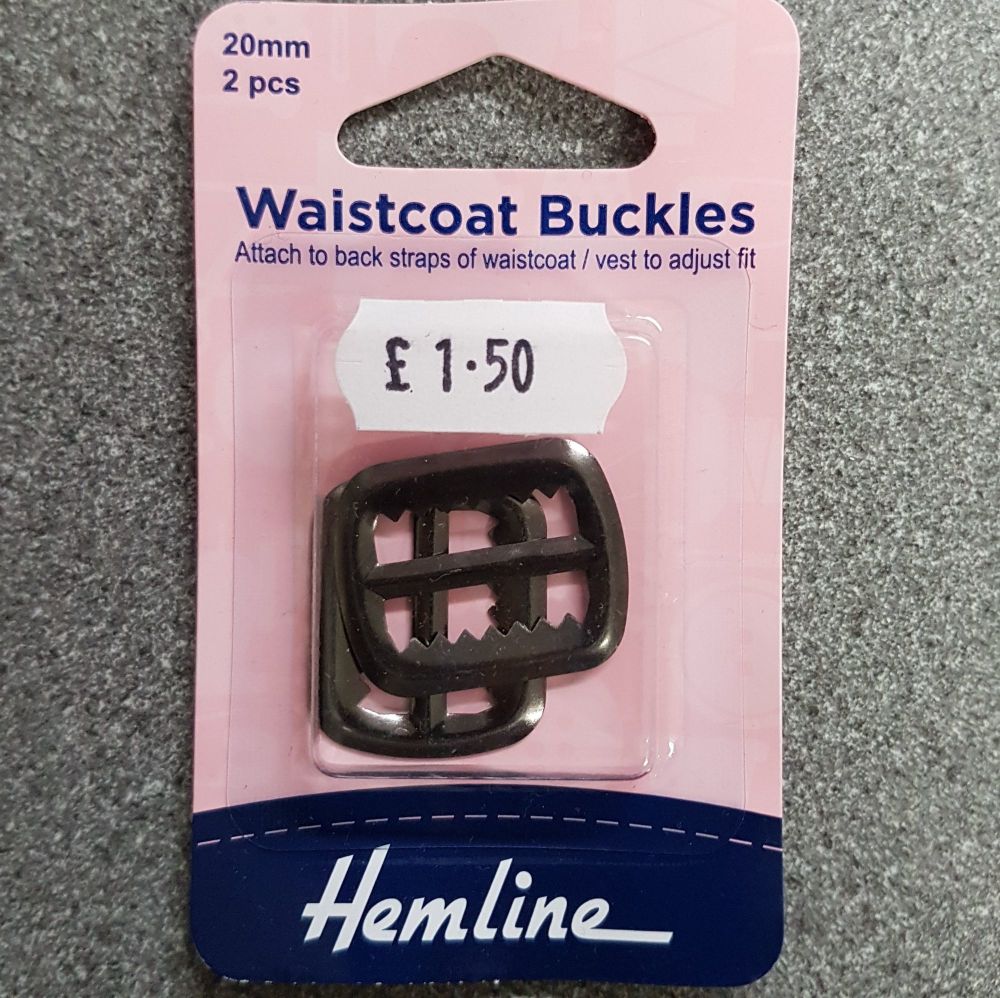 Waistcoat buckles by hemline 20mm x 2 pieces gunmetal by hemline