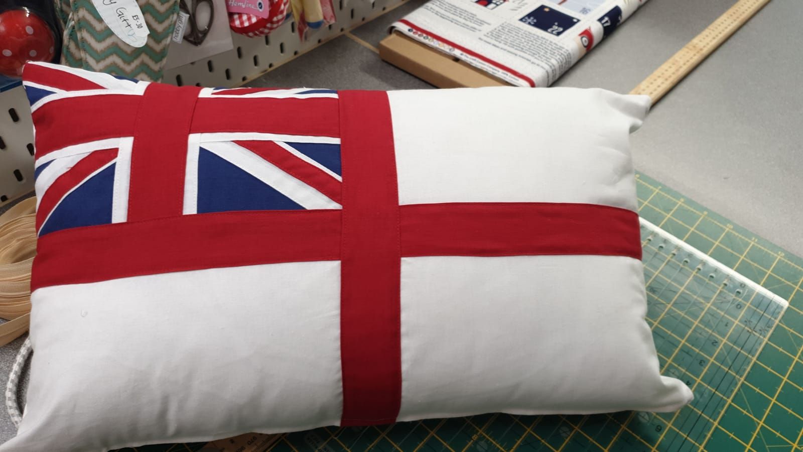 Debby's Patch white ensign cushion