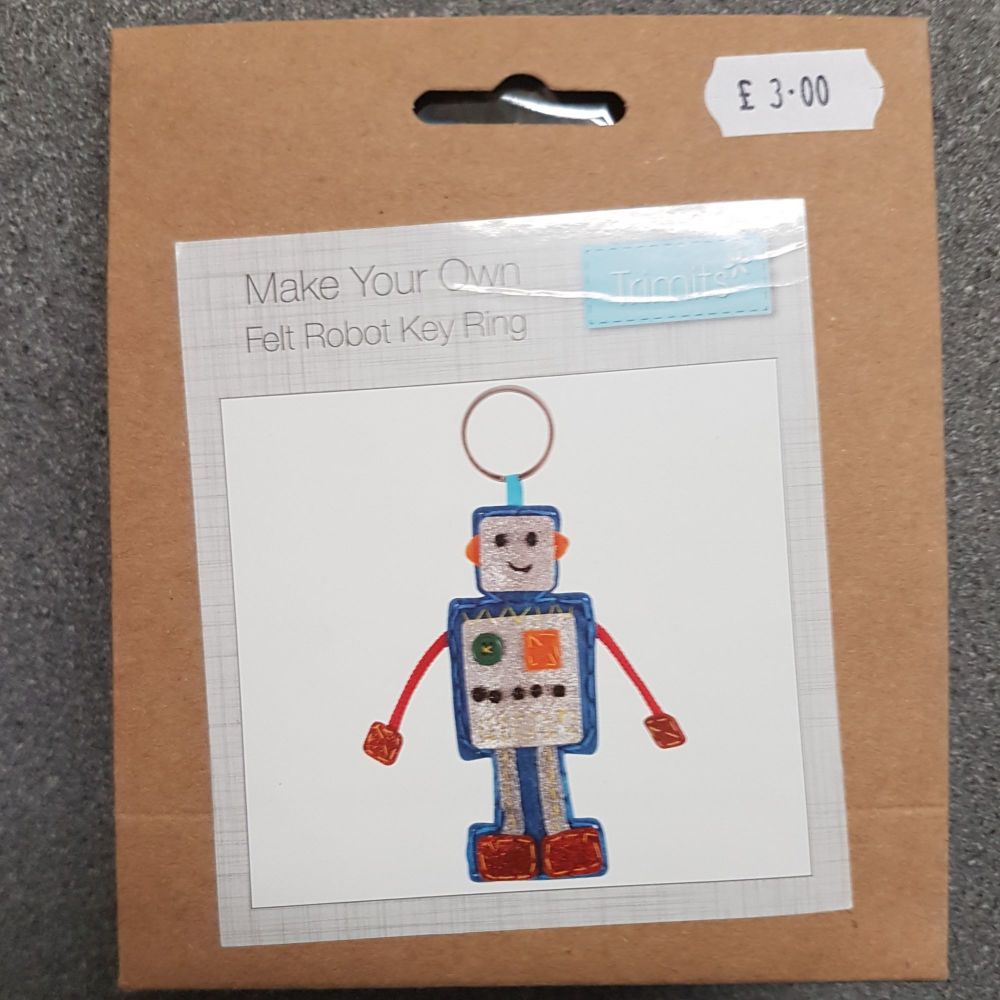 Felt kit make your own Felt robot key ring GCK084 by Trimits