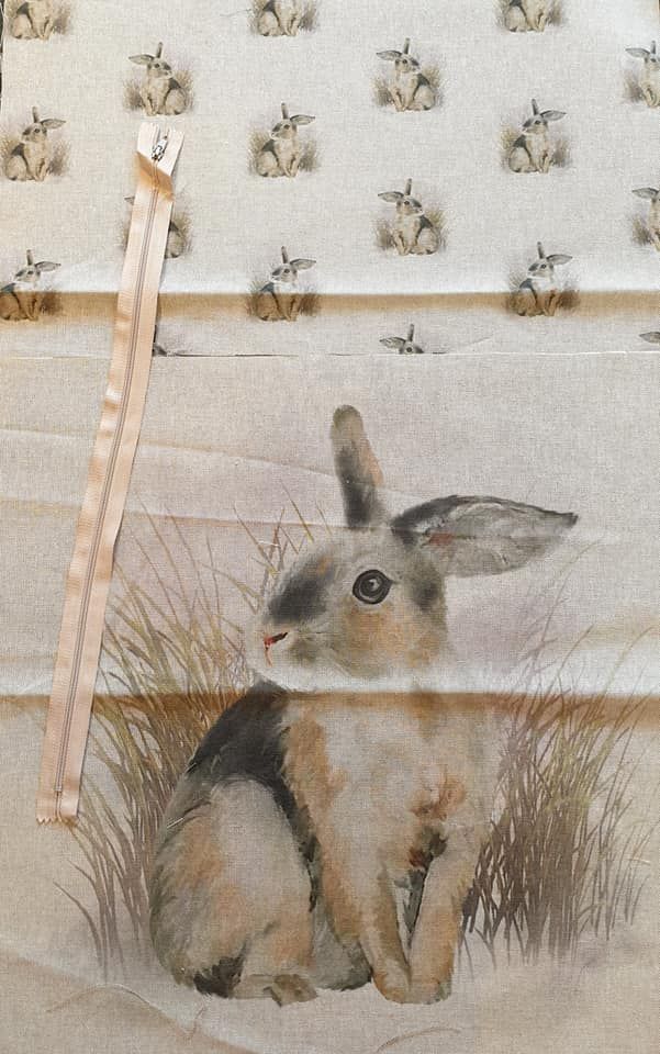 pop art prints linen look digital cushion cover panel kit Rabbit