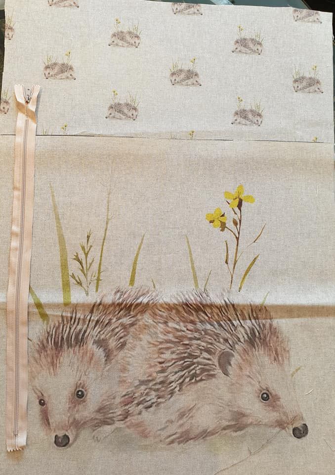 pop art prints linen look digital cushion cover panel kit Hedgehogs