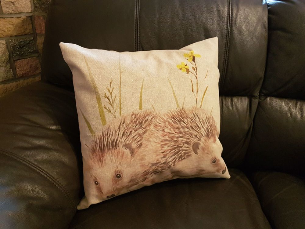 pop art prints linen digital hedgehog cushion complete