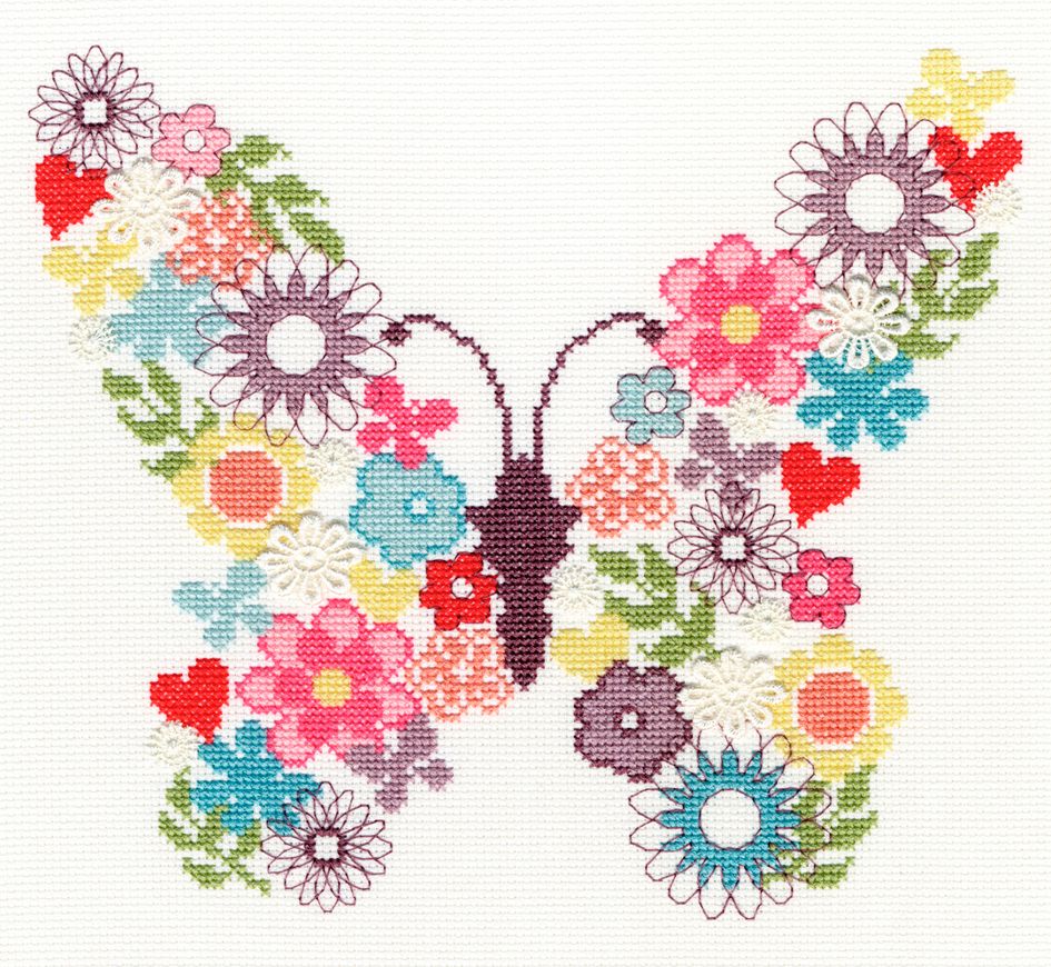 Bothy threads XB02 embroidery counted cross stitch range - Bouquet - Butterfly Bouquet