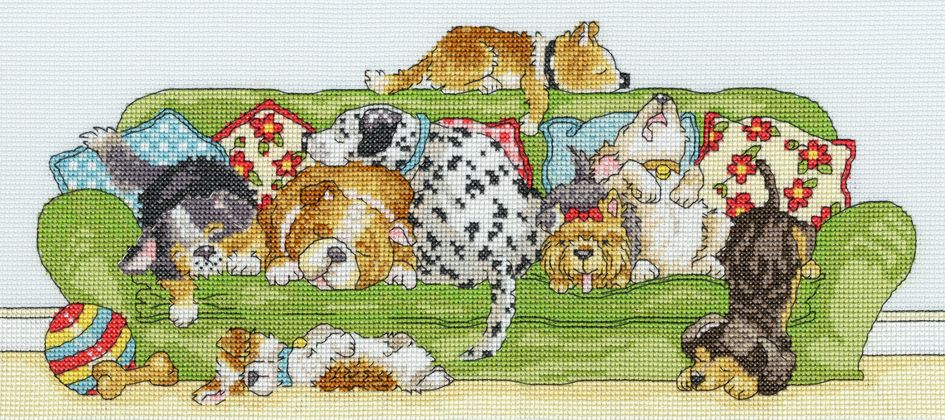 Bothy threads XGR02 embroidery counted cross stitch range - Bothy - Animals - Lazy Dogs