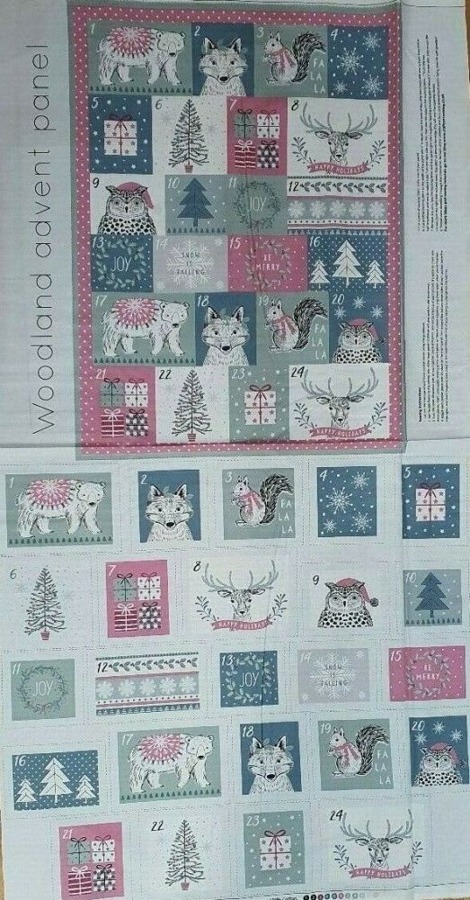 Woodland advent panel 100% Cotton Fabric Material