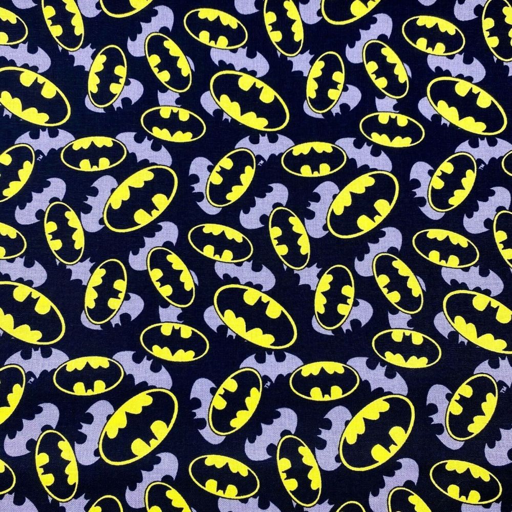 Batman logo Fabric 100% cotton PRICED PER 0.5 (HALF) METER