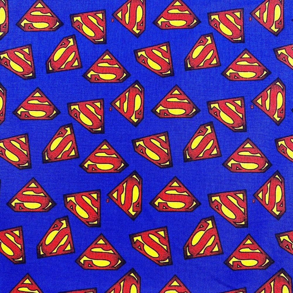superman logo Fabric 100% cotton PRICED PER 0.5 (HALF) METER