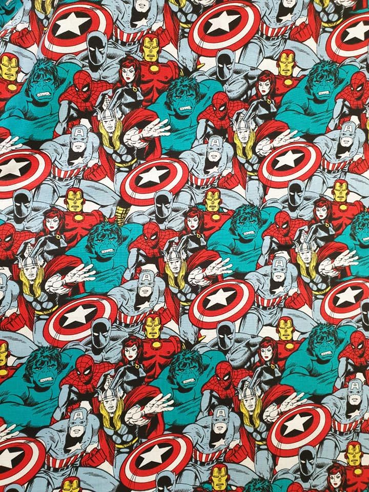 Marvel Power Heroes Comic Pop 100% Cotton Fabric PRICED PER 0.5 (HALF) METER