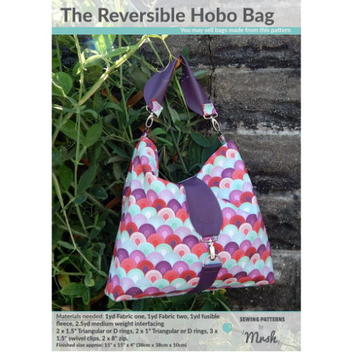 Mrs H Bag Pattern - THE REVERSIBLE HOBO BAG including full size templates