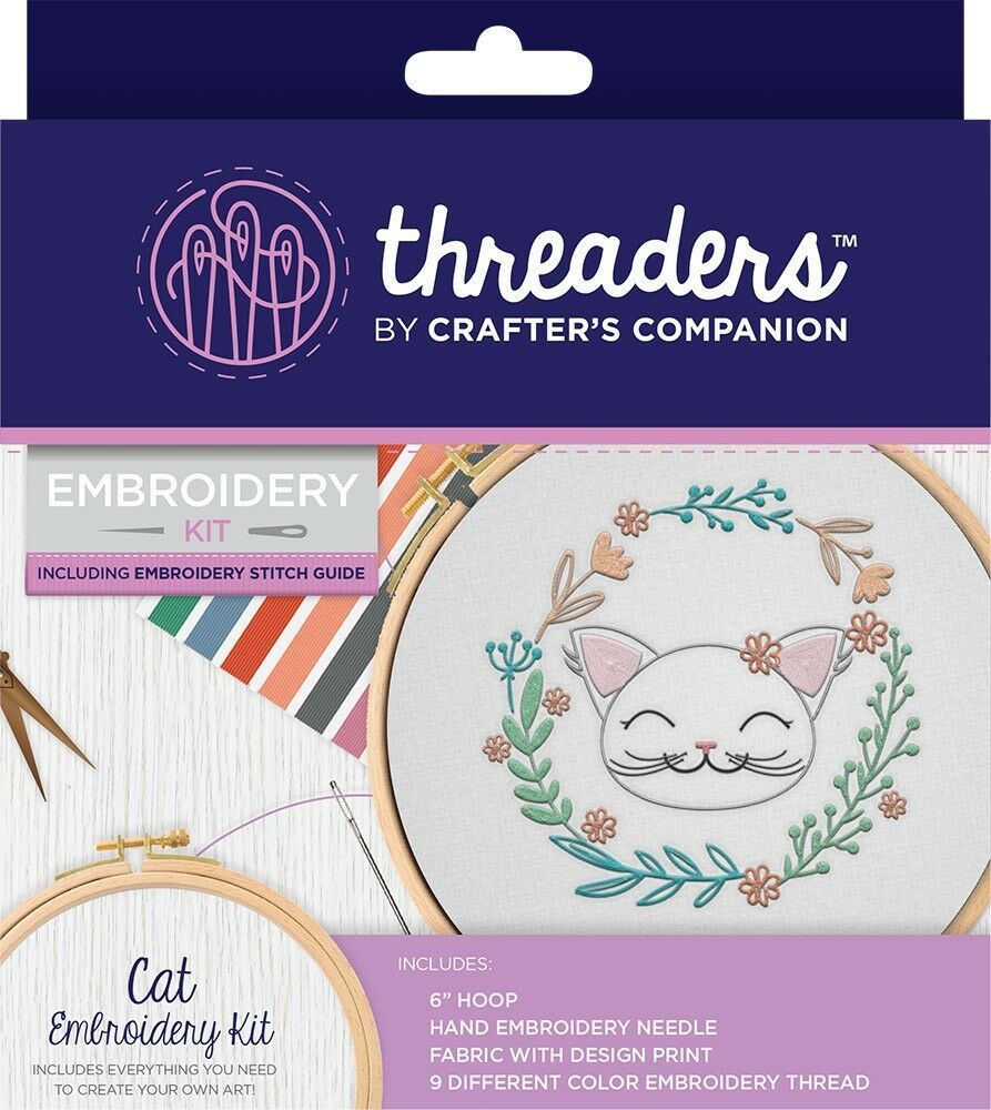 Threaders embroidery cat kit