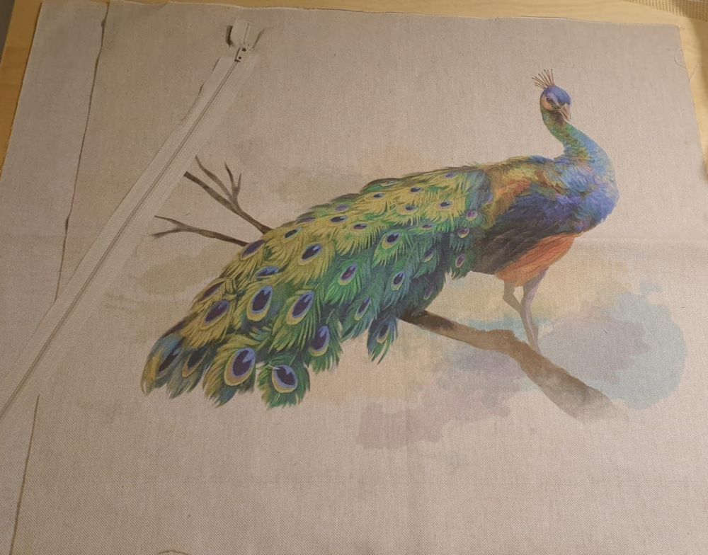 pop art prints linen digital cushion cover panel kit peacock