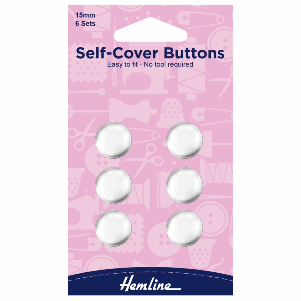 Hemline Self-cover buttons 15mm 6 x sets