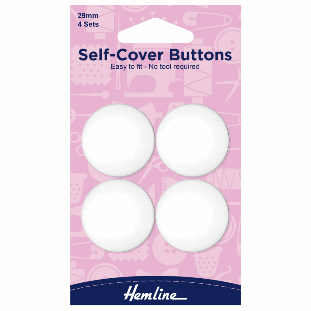 Self-cover buttons by Hemline 29mm 4Xsets