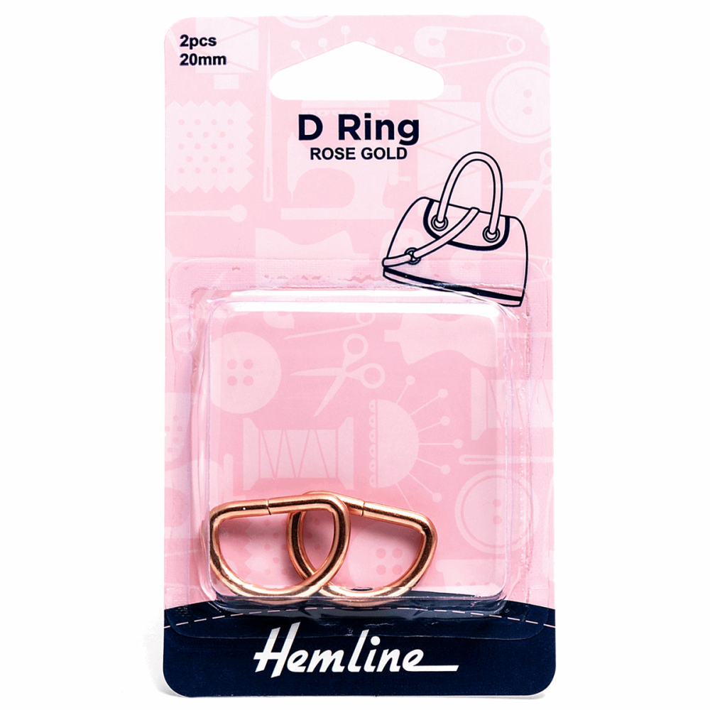 D ring x 2 by hemline 20mm rose gold by hemline