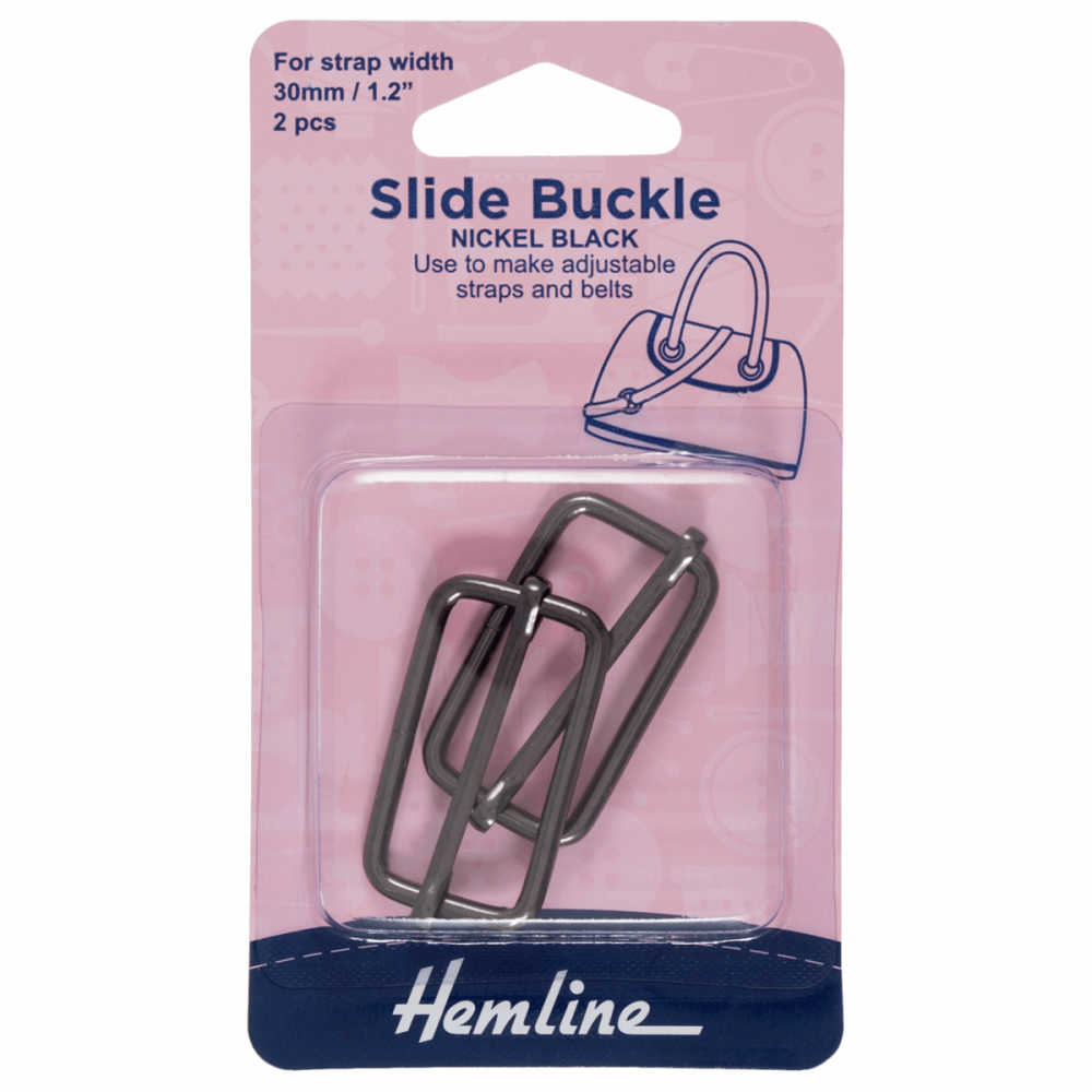 Hemline Slide bar buckle 25mm nickel black