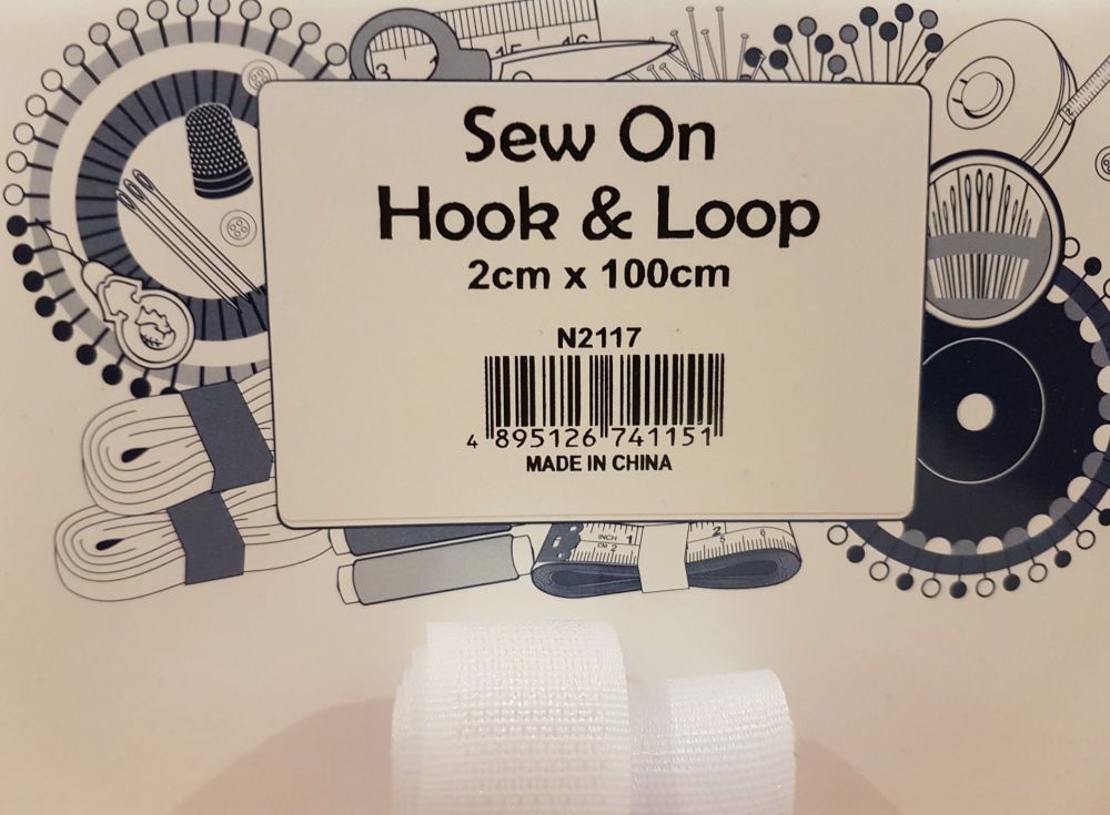Sew on hook and loop 2cm x 100cm