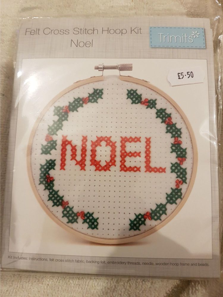 Trimits felt cross stitch hoop kit Noel