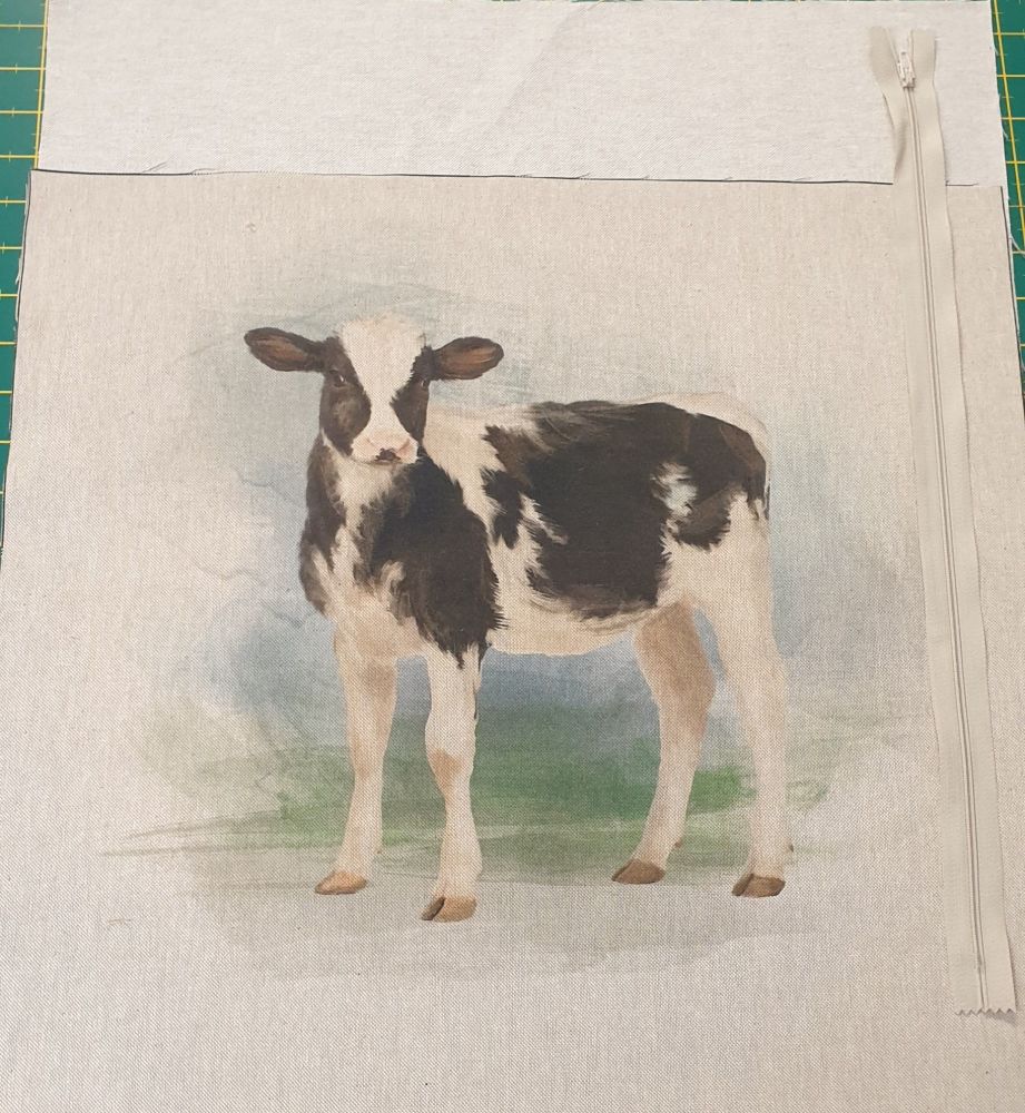 pop art prints linen look digital cushion cover panel kit Cow