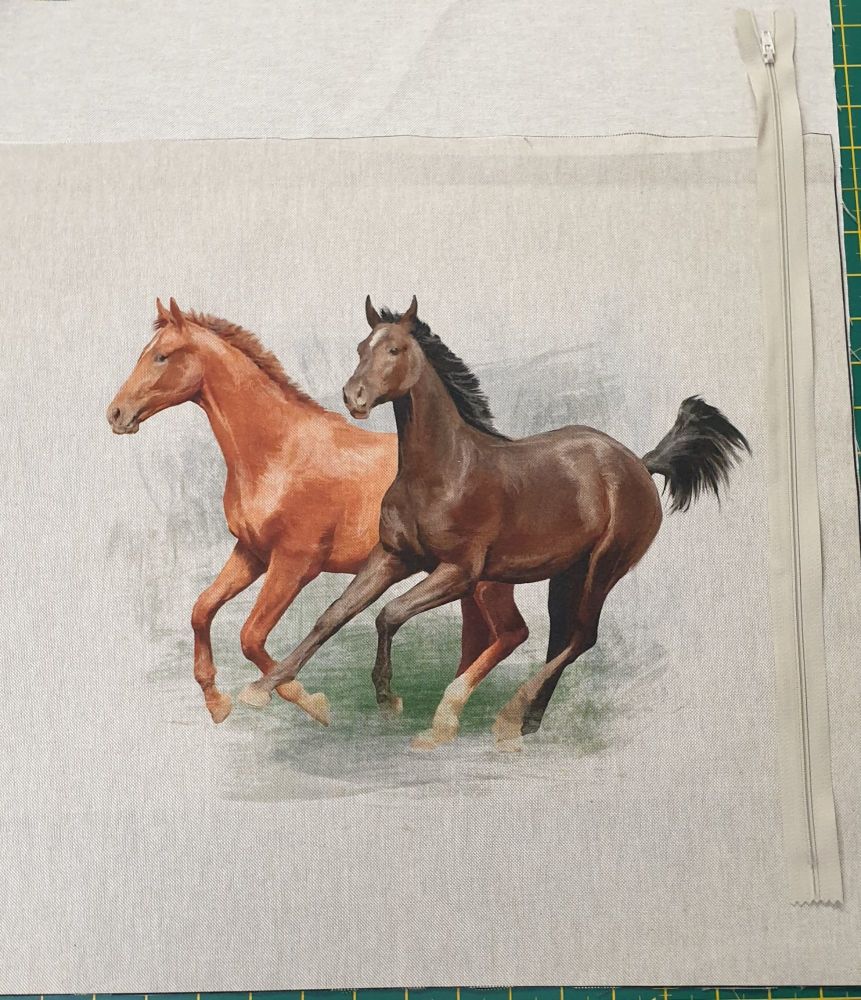 pop art prints linen look digital cushion cover panel kit Horses