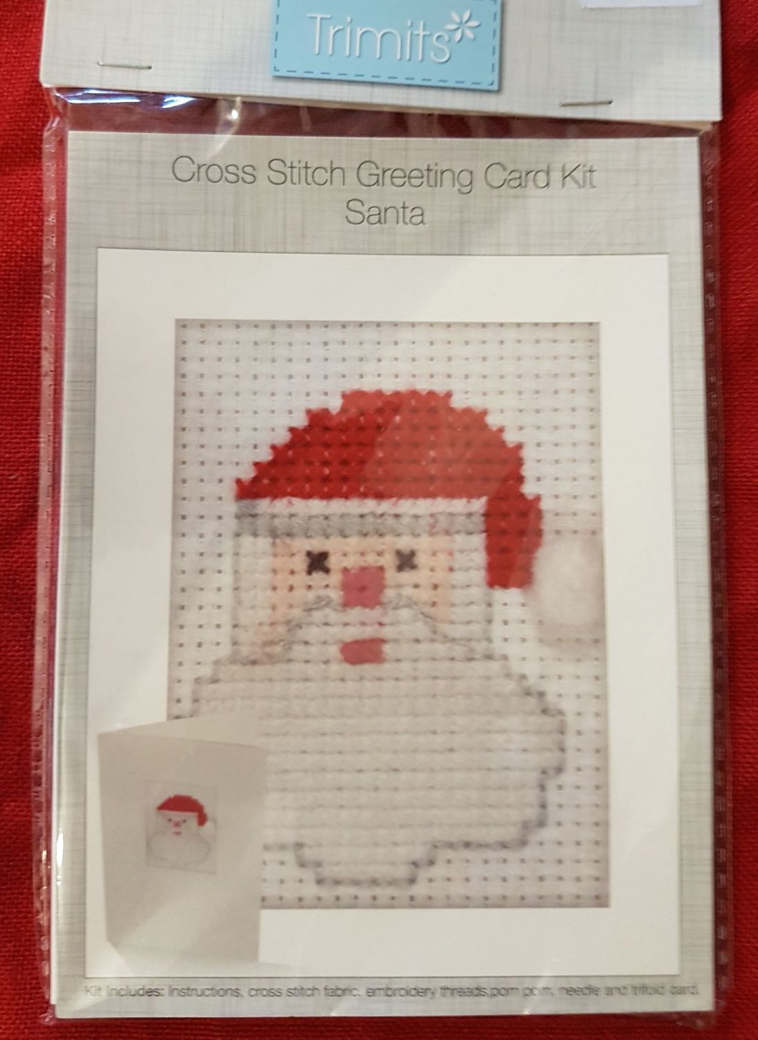 Trimits cross stitch greetings card santa
