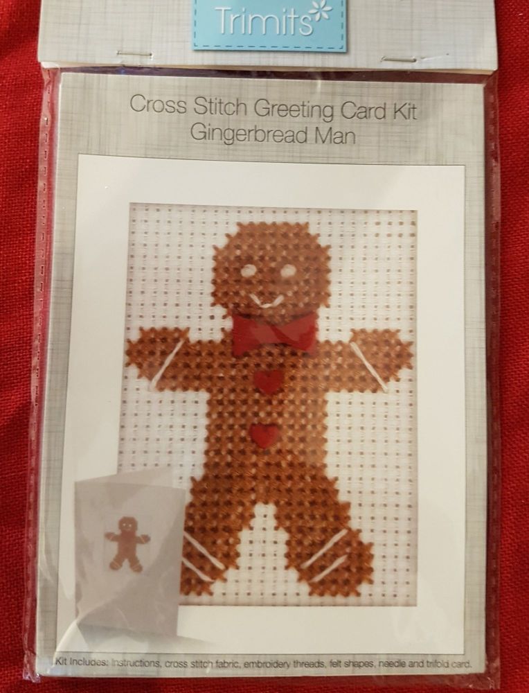 Trimits cross stitch greetings card Gingerbread man