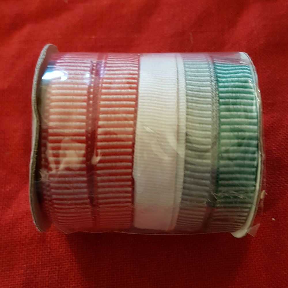 Christmas ribbon cross grain 12mm x 5 rolls x 4mtr various colours