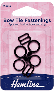 Hemline Bow tie fastenings x 2 sets black