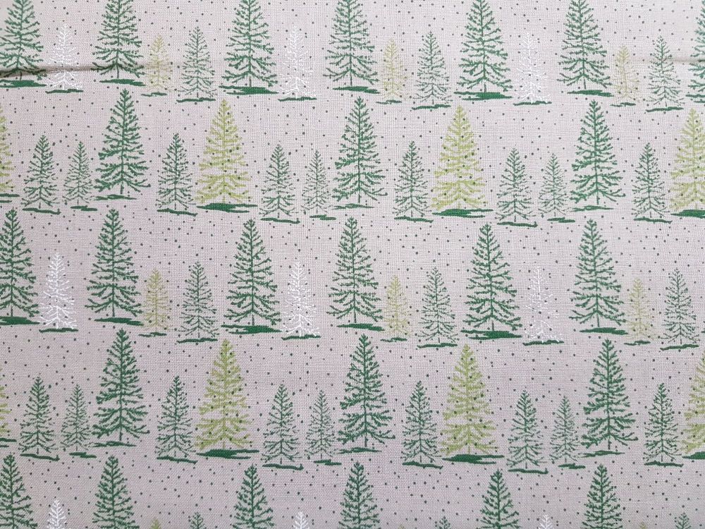   Craft cotton co 2606-04 Christmas snowy trees fabric 100% Cotton Fabric Material PRICED PER 0.5 (HALF) METER