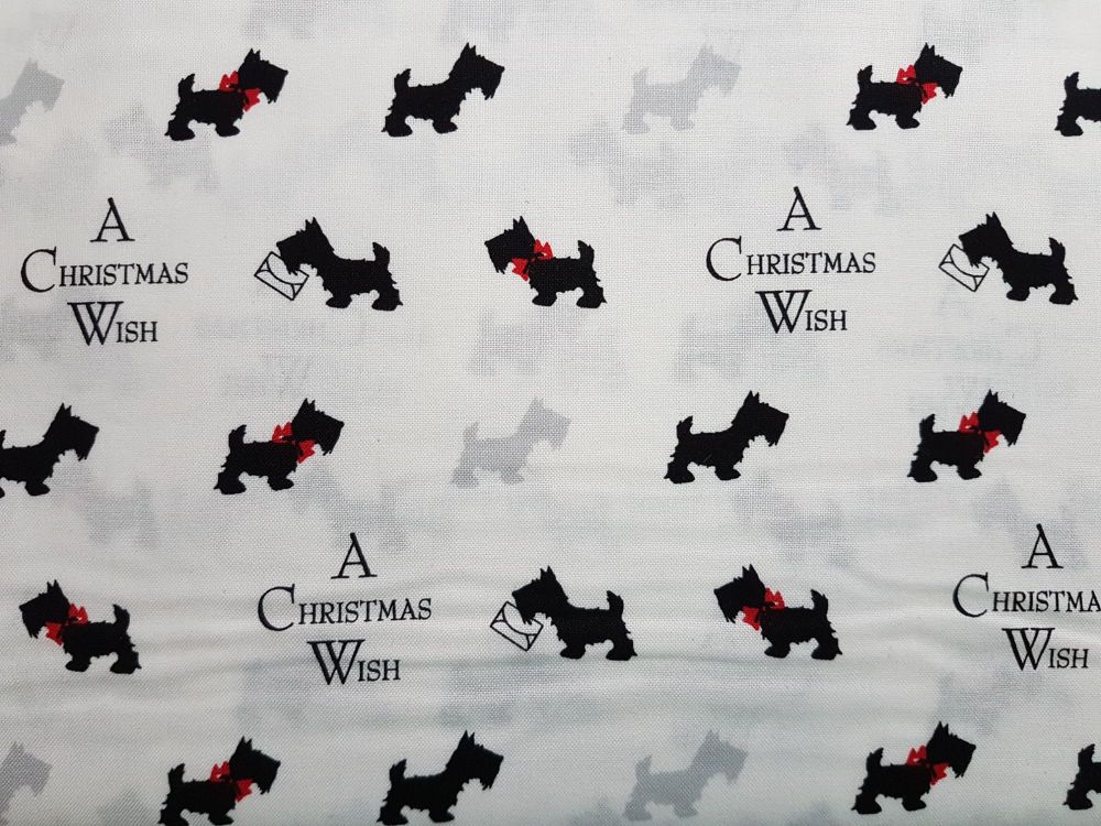   Craft cotton co 2795-02 A Christmas wish sending wishes white 100% Cotton Fabric PRICED PER 0.5 (HALF) METER