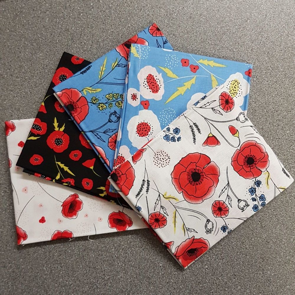  Craft cotton co fat quarter pack poppies
