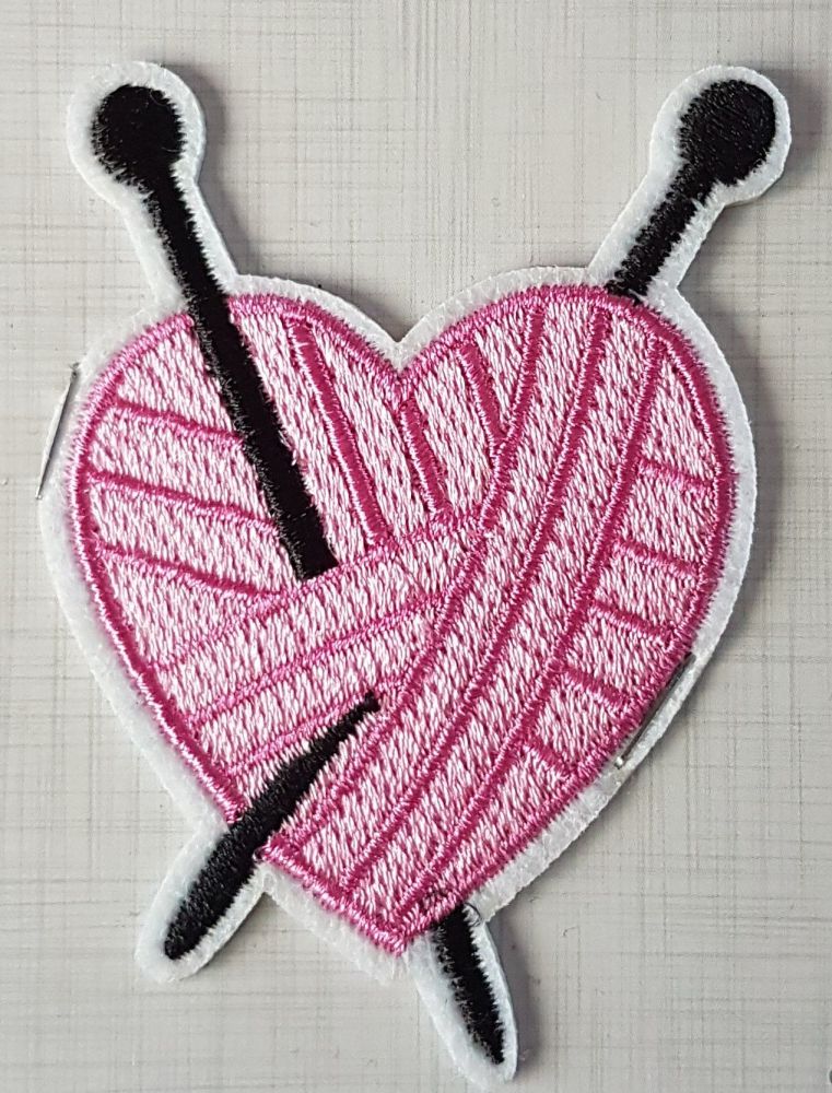 Trimits iron on or sew on motif knitting heart