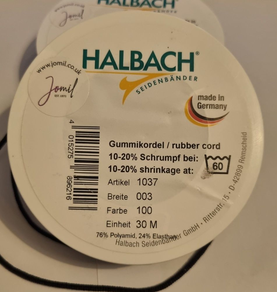 Halbach Latex Free Rubber Cord 1037 black