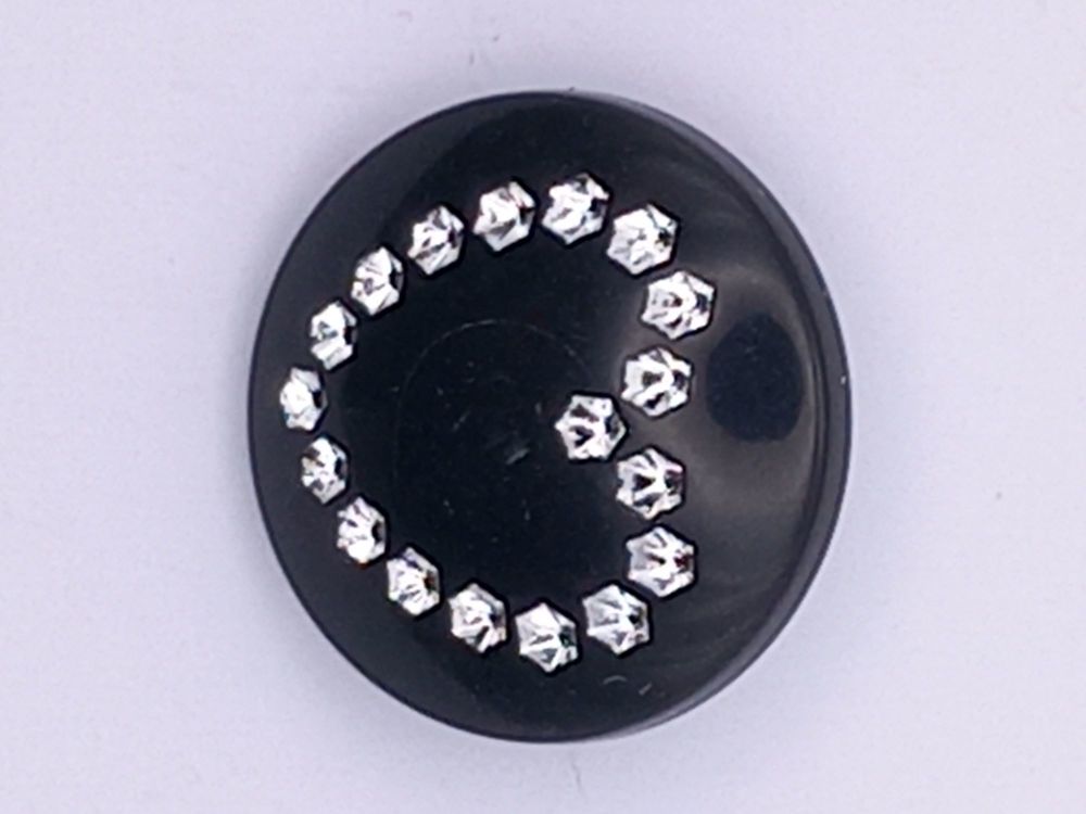 Buttons: Black bling heart approx 20mm shank fix