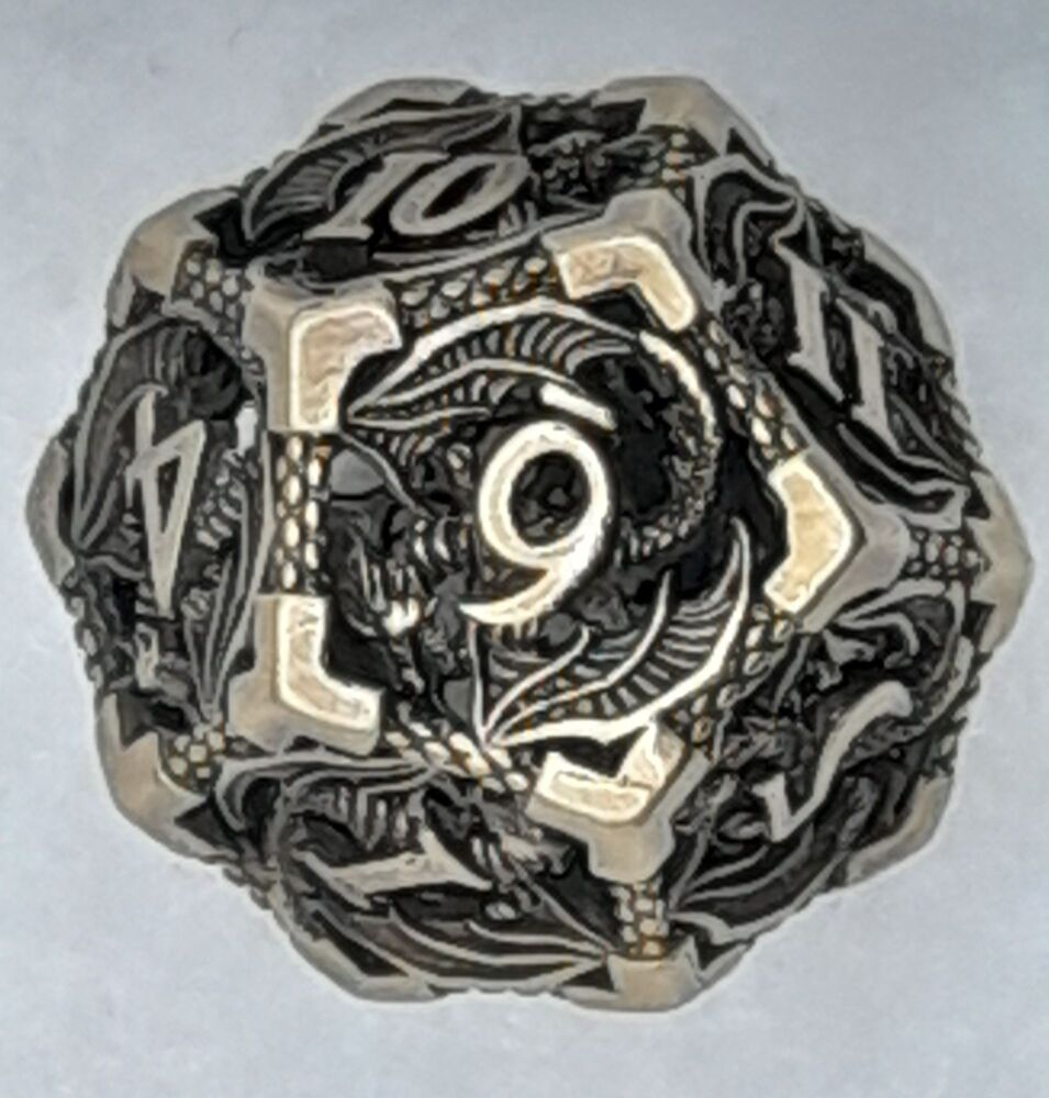Dungeons & Dragons / Gaming hollow metallic dice set - Antique Silver effec