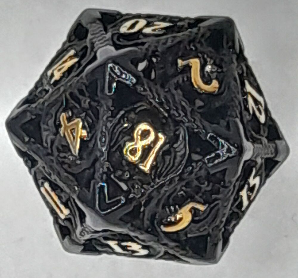 Dungeons & Dragons / Gaming hollow metallic dice set - Gold Black effect
