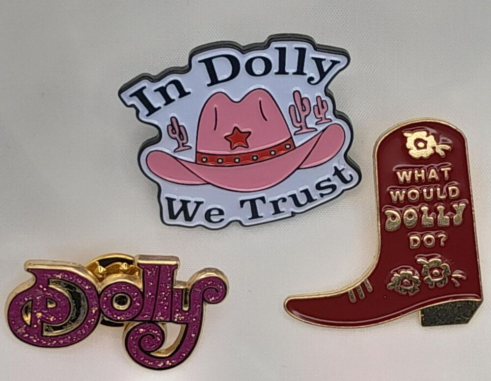Set of three Dolly Parton badges