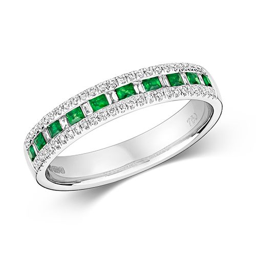 18ct DIAMOND PC/BG ETERNITY WITH EMERALD